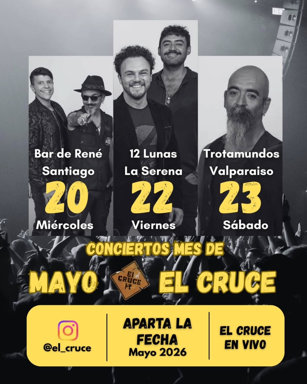 El Cruce prepara tres conciertos para el mes de mayo